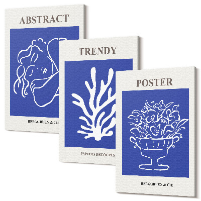 Sada obrazů triptych Stylové modré plakáty od Henriho Matisse