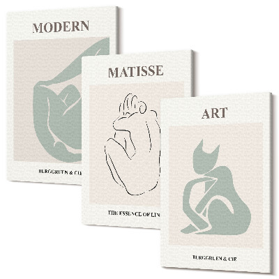 Sada 3 obrazů Abstraktní postavy v pastelových odstínech od Henriho Matisse