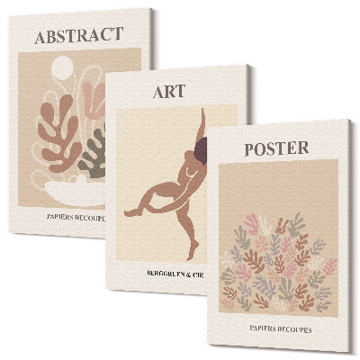 Sada obrazů na zeď triptych Stylové abstraktní kompozice Henriho Matisse