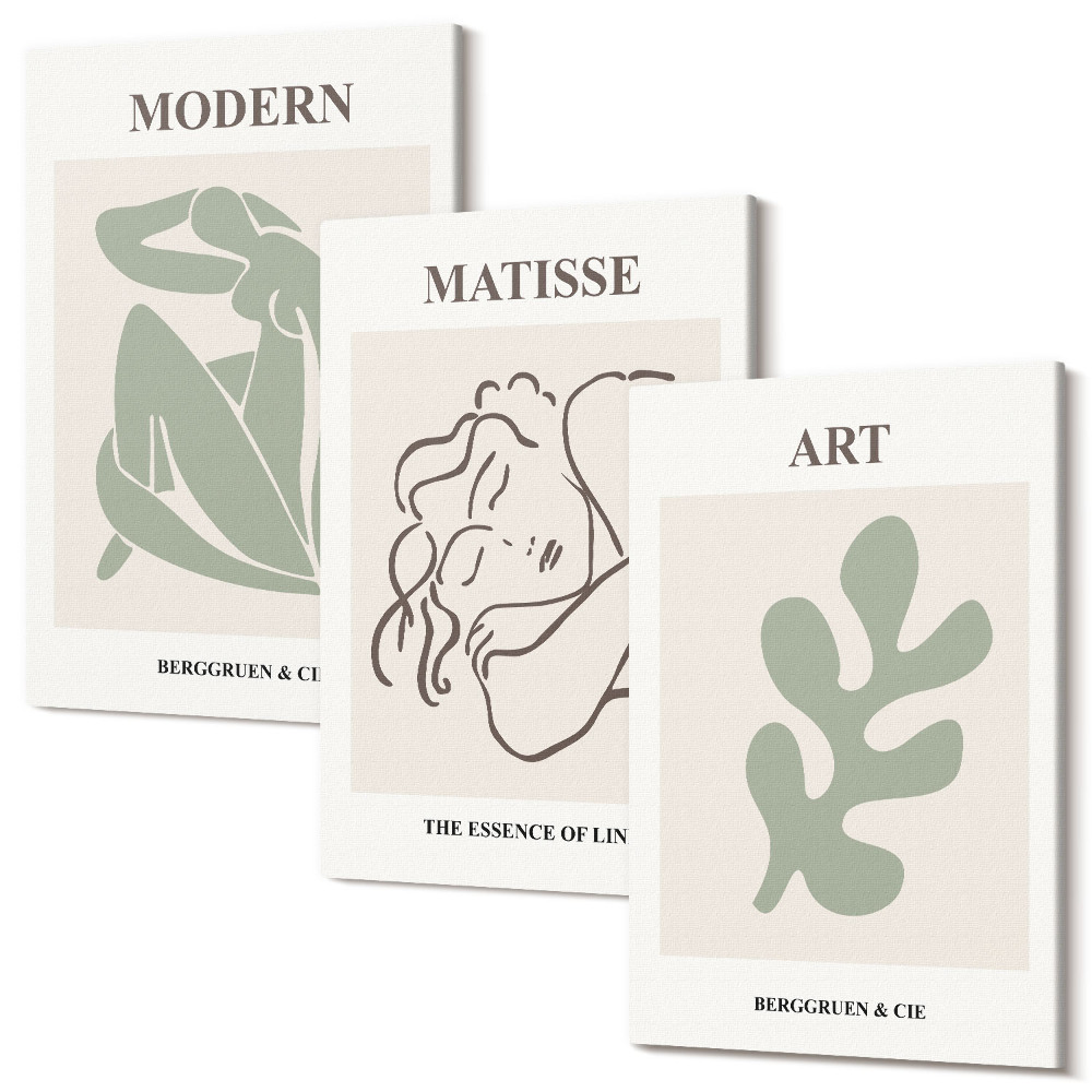 Sada 3 obrazů Stylové postavy a rostliny v minimalistickém designu