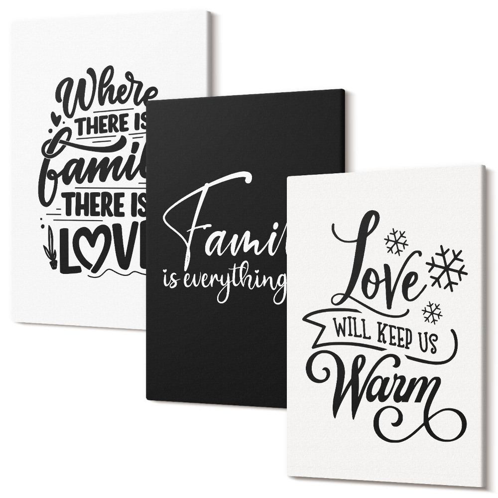 Sada 3 obrazů Rodina, láska, teplo, domov, inspirativní citáty
