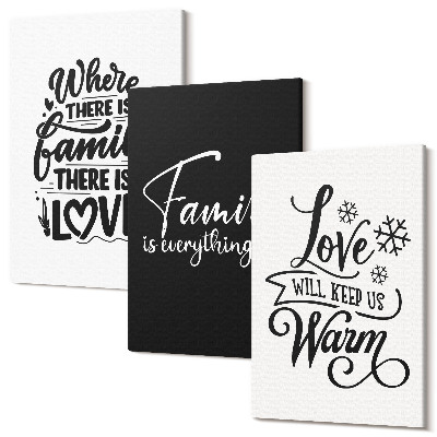 Sada 3 obrazů Rodina, láska, teplo, domov, inspirativní citáty