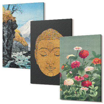 Sada obrazů triptych Japonská příroda a kultura japonský styl