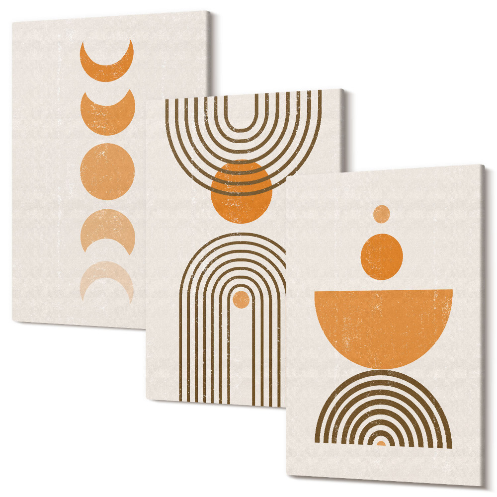 Sada obrazů na zeď triptych Boho minimalistický dekorativní design