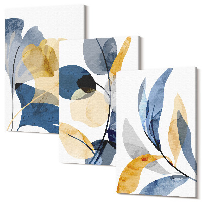 Sada obrazů triptych Rostlinné motivy ve stylu akvarelu