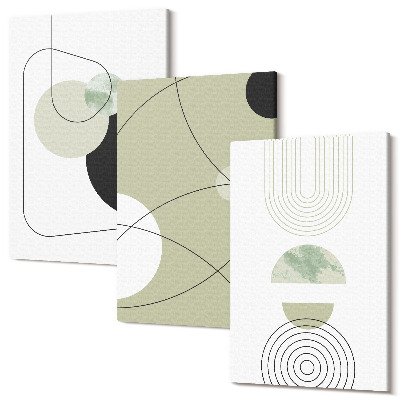 Sada obrazů triptych Abstraktní tvary v tlumených barvách