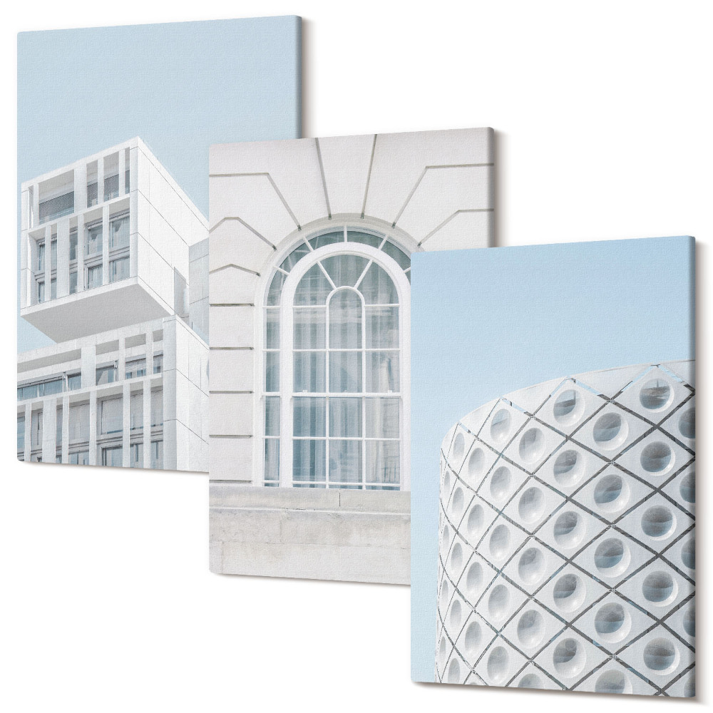 Sada obrazů na zeď triptych Moderní architektura minimalismus a geometrie