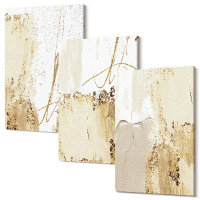 Sada obrazů na zeď triptych Abstraktní vzory v odstínech béžové a bílé