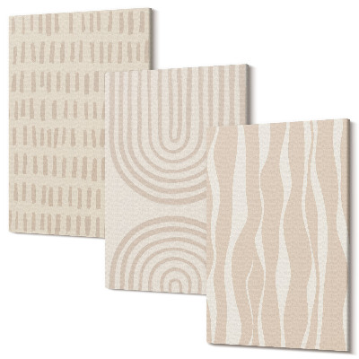 Sada 3 obrazů Abstraktní vzory v odstínech béžové a bílé