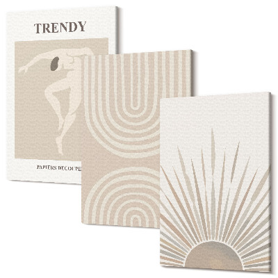 Sada obrazů na zeď triptych Pastelové plakáty, módní boho abstrakce