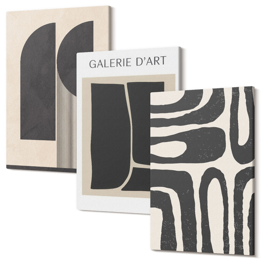 Sada 3 obrazů Abstraktní tvary minimalistické plakáty