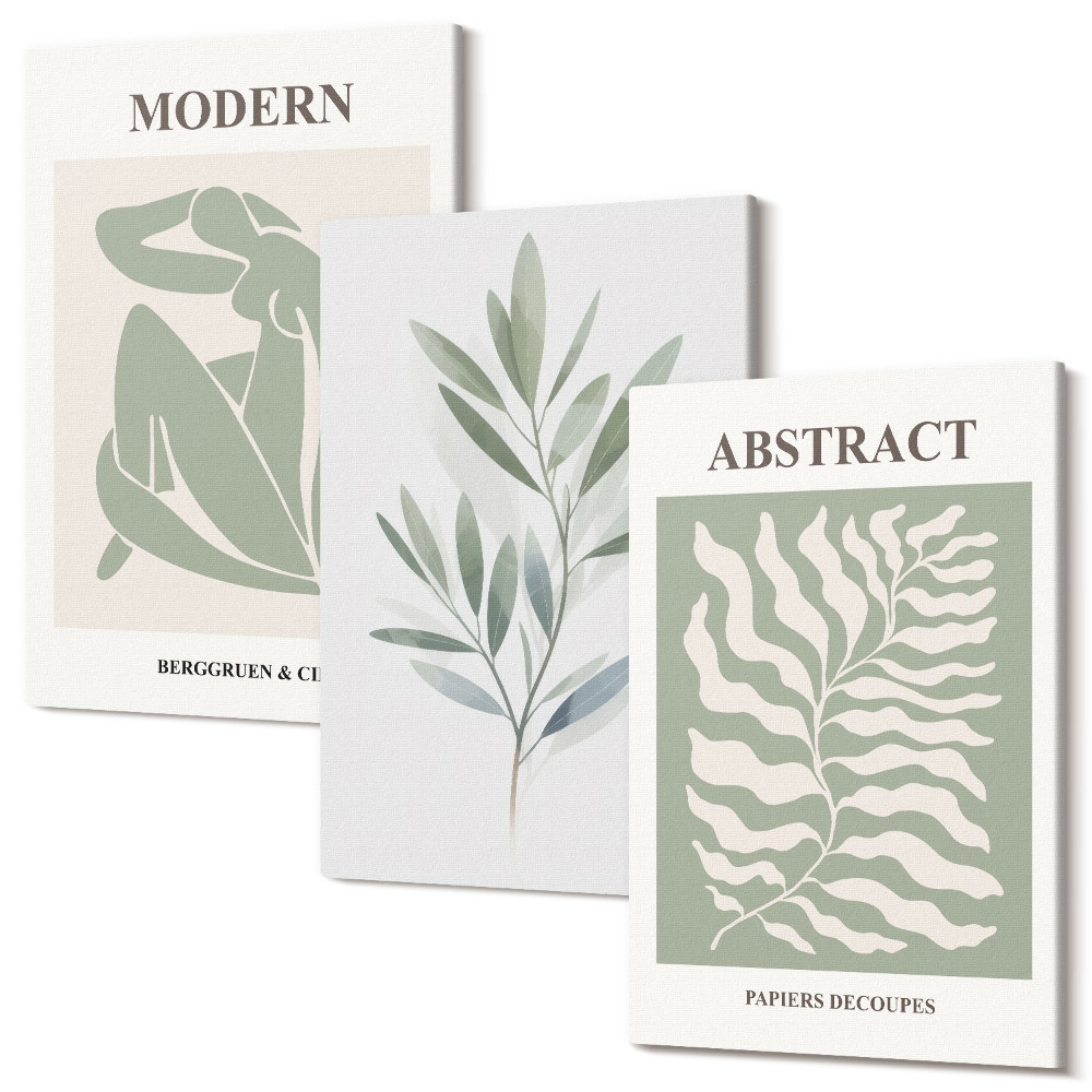 Sada 3 obrazů Matisse design akvarel boho rostliny