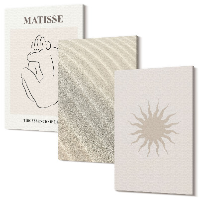 Sada obrazů triptych Minimalistické linie, písek, vlny a slunce