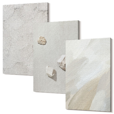 Sada obrazů na zeď triptych Písek, kameny a moderní barvy textur