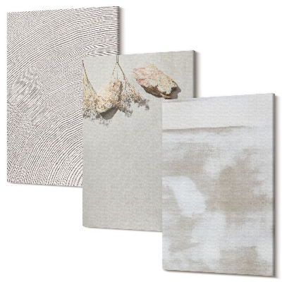 Sada 3 obrazů Písek, kameny a opotřebované textury boho styl