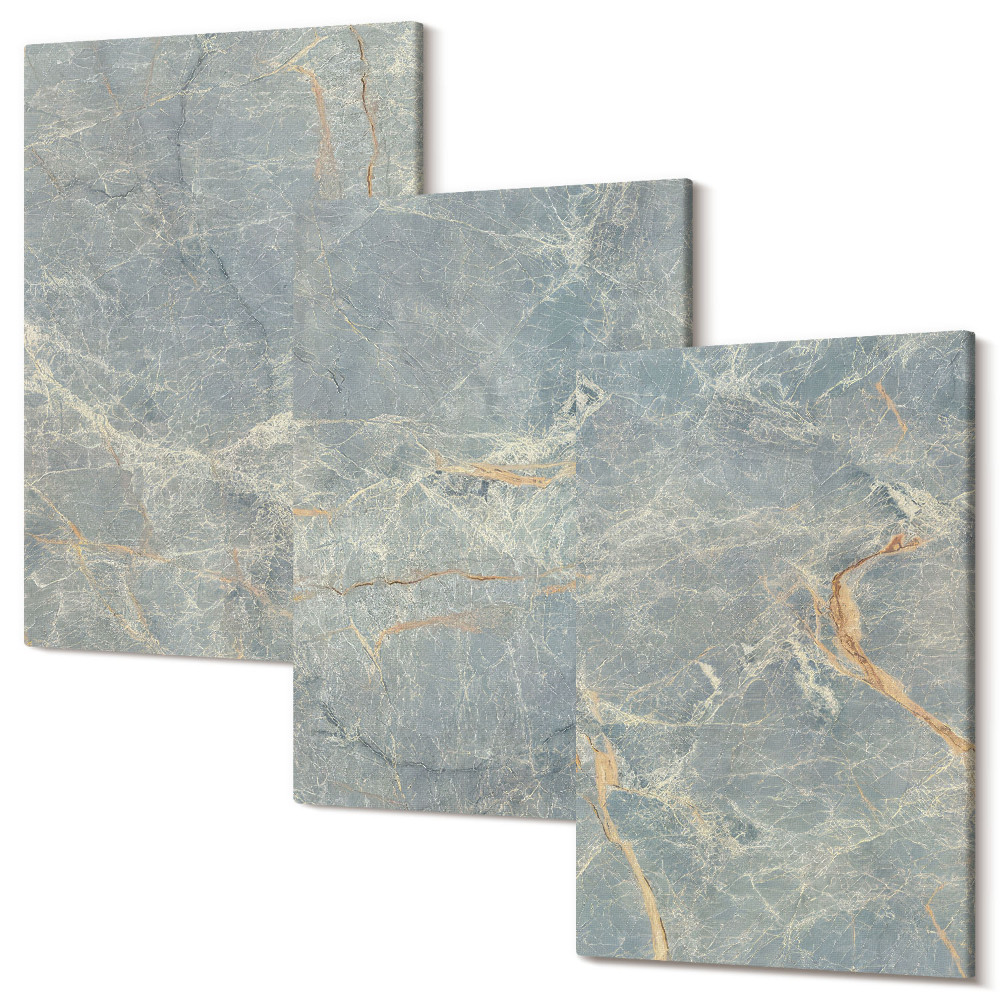 Sada 3 obrazů Dekorativní kamenná struktura ze zeleného žilkovaného mramoru