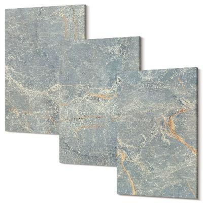 Sada 3 obrazů Dekorativní kamenná struktura ze zeleného žilkovaného mramoru