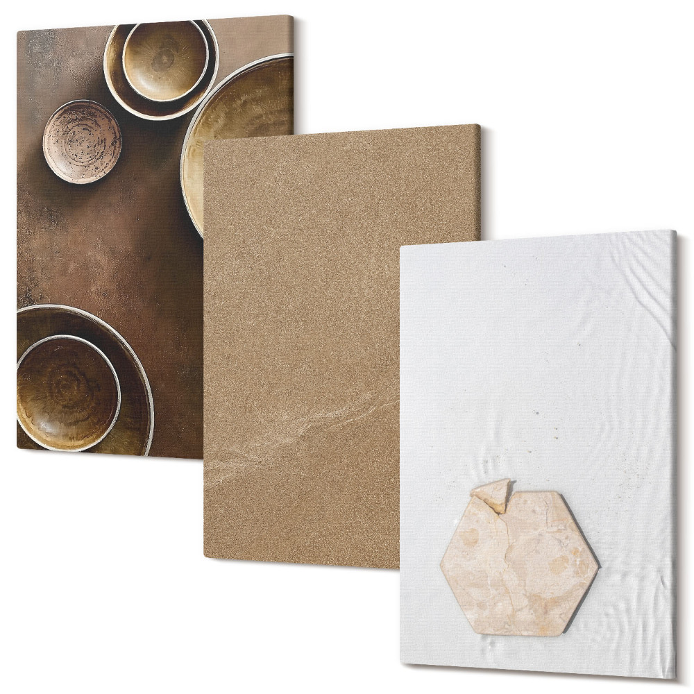 Sada obrazů triptych Minimalistické textury v teplých barvách