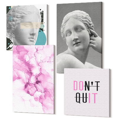 Sada 4 obrazů Akvarel abstrakce inspirující slogan starověké sochy