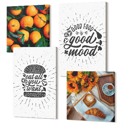 Sada obrazů kvadryptych Kuchyňské motivy a šťavnaté pomeranče