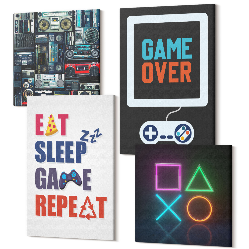 Sada obrazů kvadryptych Titulky přehrávače související se zábavou