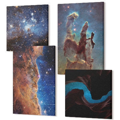 Sada 4 obrazů Vesmírné krajiny s galaxiemi a mlhovinami