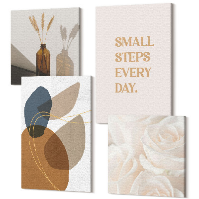 Sada 4 obrazů Včetně abstraktních tvarů a přírodních akcentů