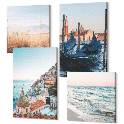 Sada 4 obrazů Výhledy na moře Italská architektura Benátky