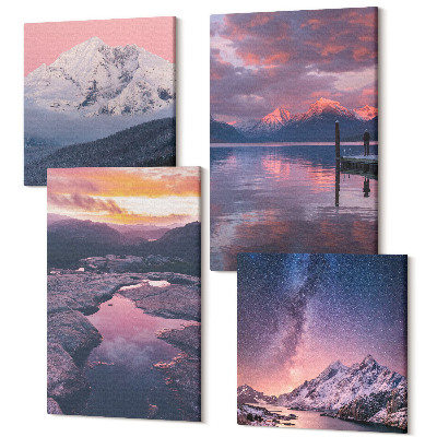 Sada obrazů kvadryptych Hory a voda v krásné přírodní krajině