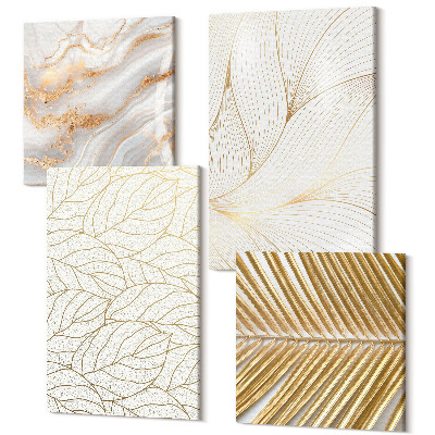 Sada 4 obrazů Lineární listy vzory abstraktní mramor