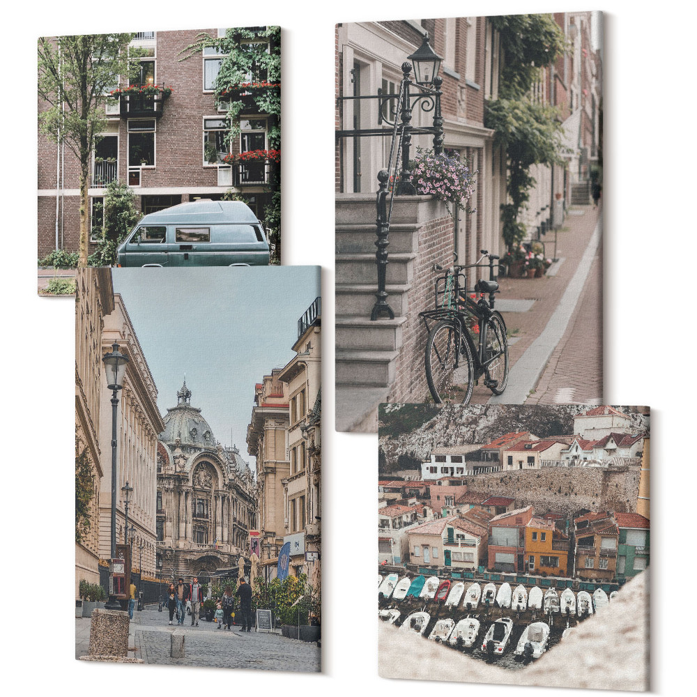 Sada obrazů na zeď kvadryptych Město klidné výhledy na budovy