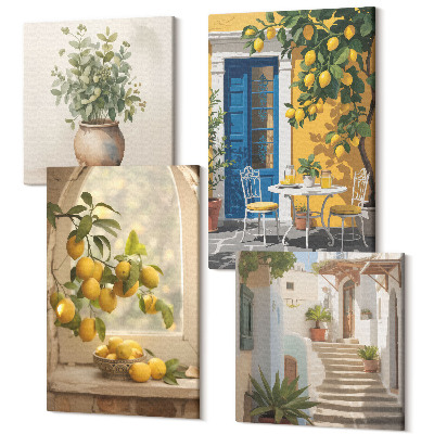 Sada obrazů kvadryptych Citrony ve městě italské architektury