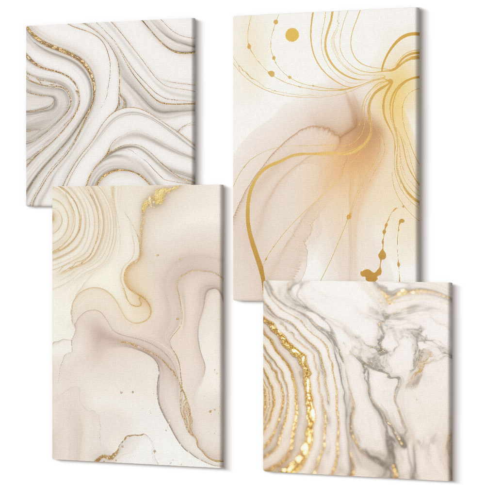 Sada obrazů kvadryptych Jemné abstraktní vzory rozlité barvy