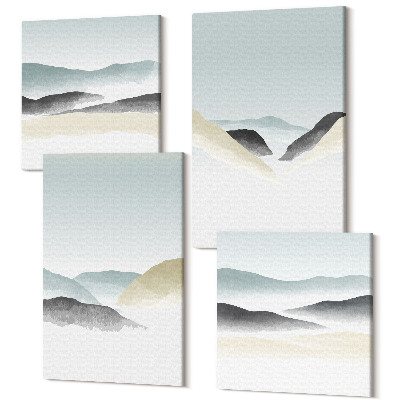 Sada obrazů na zeď kvadryptych Minimalistické hory v jemných pastelech