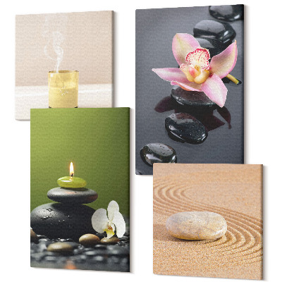 Sada obrazů na zeď kvadryptych Relaxační kamenné motivy míru a zenu