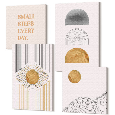 Sada 4 obrazů Abstraktní geometrie dekorativní tvary nápisy