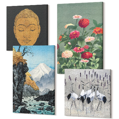 Sada 4 obrazů Japonská příroda a kultura japonský styl