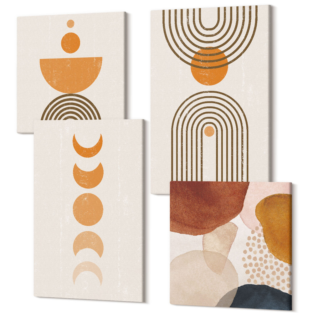 Sada 4 obrazů Boho minimalistický dekorativní design