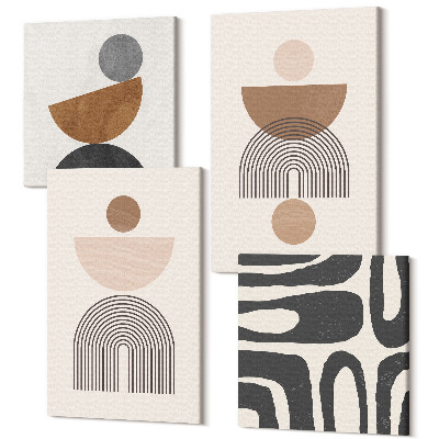 Sada 4 obrazů Abstraktní tvary, módní boho design