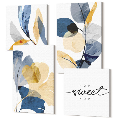 Sada obrazů na zeď kvadryptych Rostlinné motivy ve stylu akvarelu