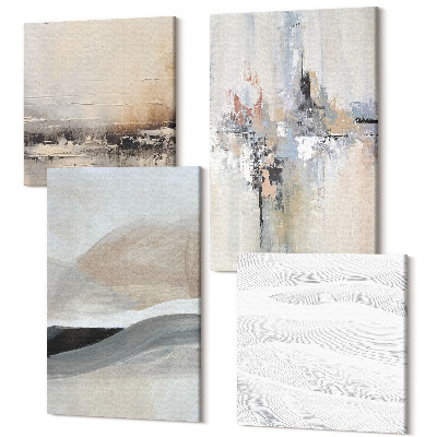 Sada obrazů kvadryptych Abstraktní vzory v neutrálních zemitých tónech