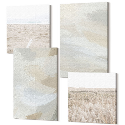 Sada 4 obrazů Světlé pozadí abstraktní s jemnými tahy štětcem
