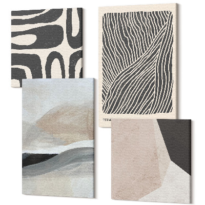 Sada 4 obrazů Abstraktní vzory dekorativní tvary boho