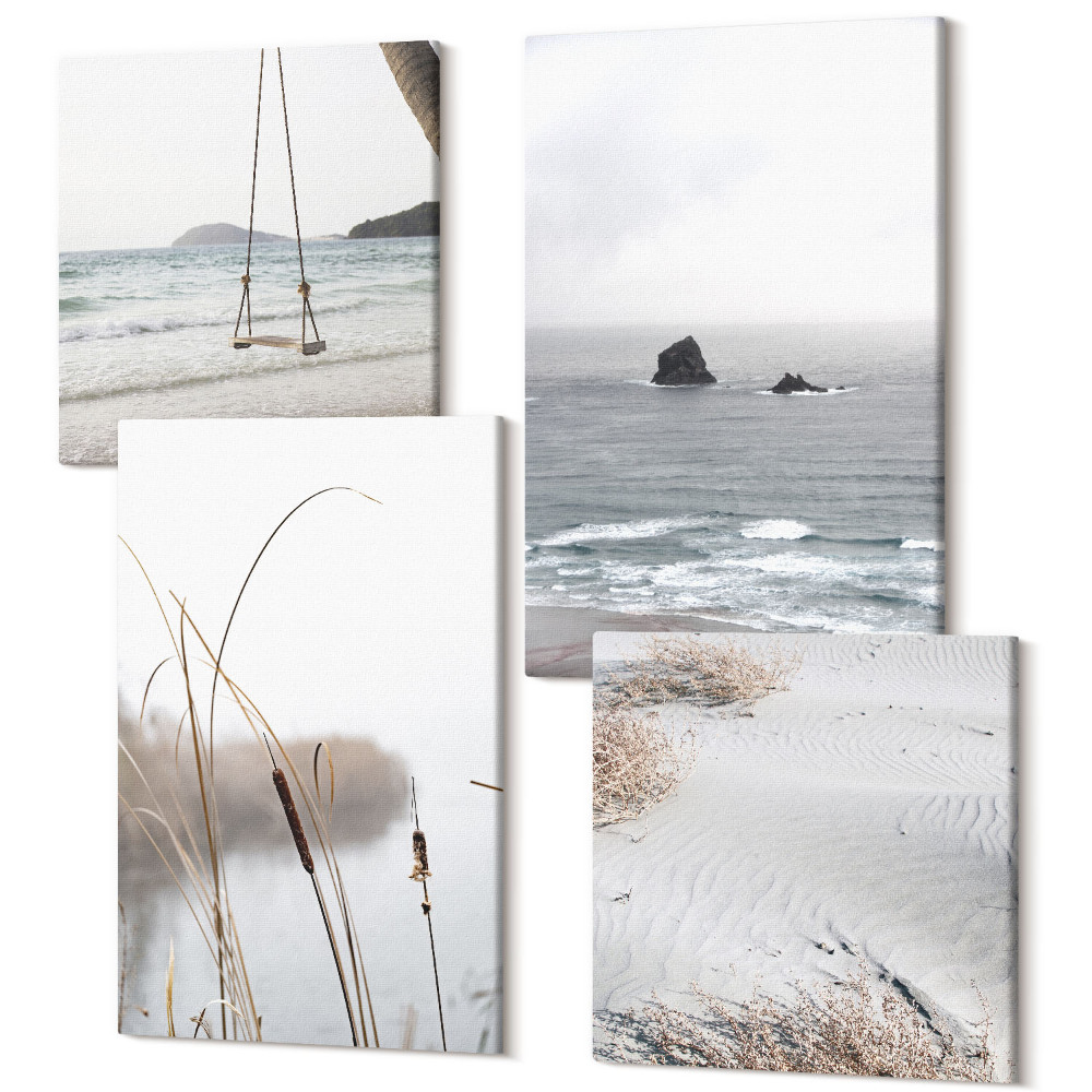 Sada obrazů na zeď kvadryptych Jemné letní výhledy na vodní vegetaci