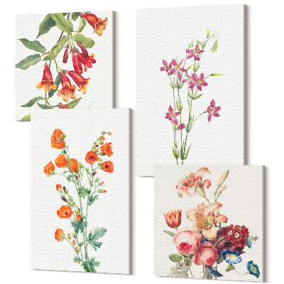 Sada obrazů na zeď kvadryptych Vintage retro květinová malba