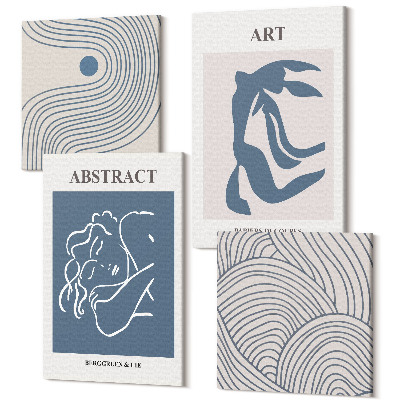 Sada obrazů kvadryptych Abstraktní dekorativní linie vln tvary plakát