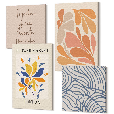 Sada obrazů kvadryptych Moderní styl květin s abstraktními vzory