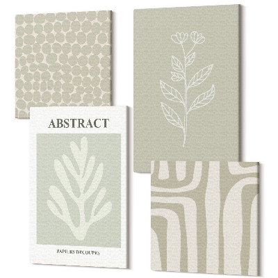 Sada obrazů kvadryptych Abstraktní rostlinné vzory v tlumených barvách