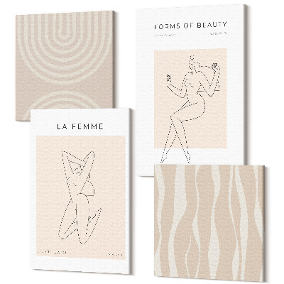 Sada 4 obrazů Kolekce minimalistických forem a přírodních tvarů