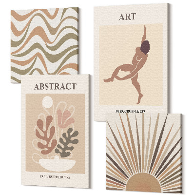 Sada 4 obrazů Matisse boho abstraktní tvary a vzory